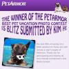 Grand prize winner for Pet Armor's Best Pet Vacation Photo Contest.